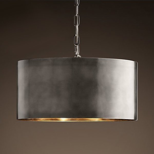 Подвесной светильник RH Antiqued Metal Drum Pendant lamp Серебряный Бронза Подвесной светильник RH Antiqued Metal Drum Pendant lamp Серебряный Бронза в Брянске | Loft Concept