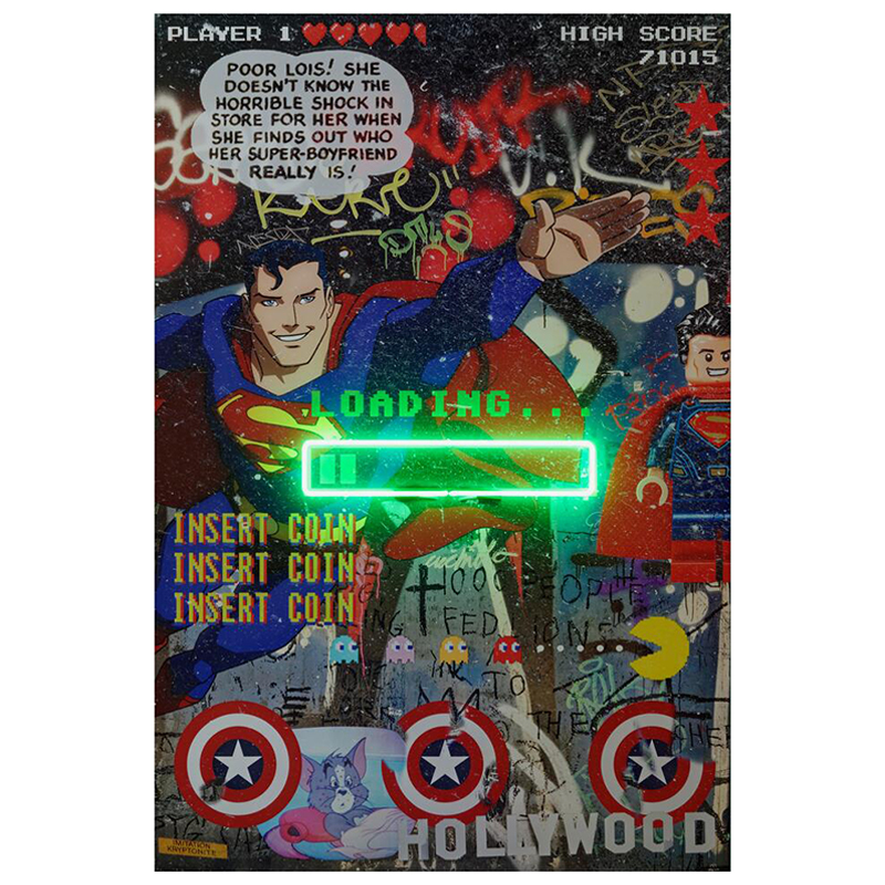 Дизайнерский Неоновый Постер Супермен Superman Loading Мульти Дизайнерский Неоновый Постер Супермен Superman Loading Мульти в Брянске | Loft Concept