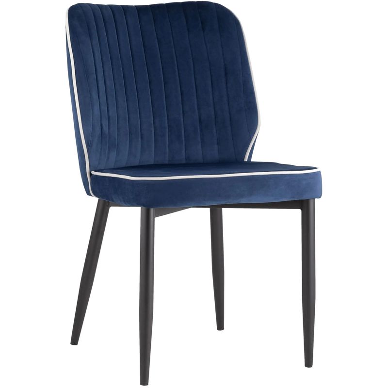 Стул Lawrence Chair Синий Велюр Белый кант Синий Белый Черный Стул Lawrence Chair Синий Велюр Белый кант Синий Белый Черный в Брянске | Loft Concept