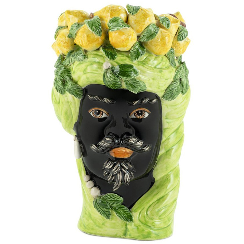 Ваза Vase Lemon Head Man Lime Салатовый Желтый Черный Ваза Vase Lemon Head Man Lime Салатовый Желтый Черный в Брянске | Loft Concept