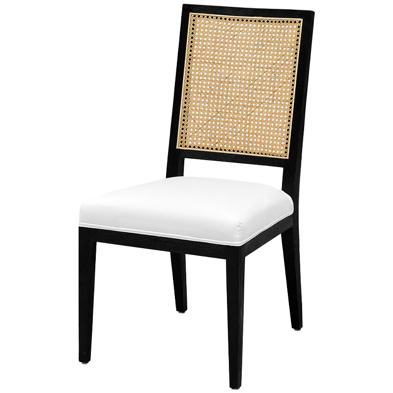 Деревянный стул со спинкой из ротанга Kenan Wicker Chair Черный Белый Бежевый Деревянный стул со спинкой из ротанга Kenan Wicker Chair Черный Белый Бежевый в Брянске | Loft Concept