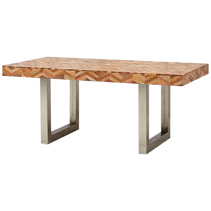 Обеденный стол Chevron Dining Table Древесина Коричневый Хром Обеденный стол Chevron Dining Table Древесина Коричневый Хром в Брянске | Loft Concept