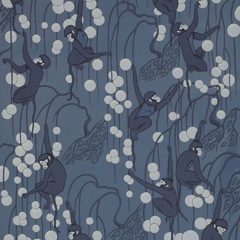 Обои ручная роспись Deco Monkeys Parisian Blue on dyed paper Обои ручная роспись Deco Monkeys Parisian Blue on dyed paper в Брянске | Loft Concept