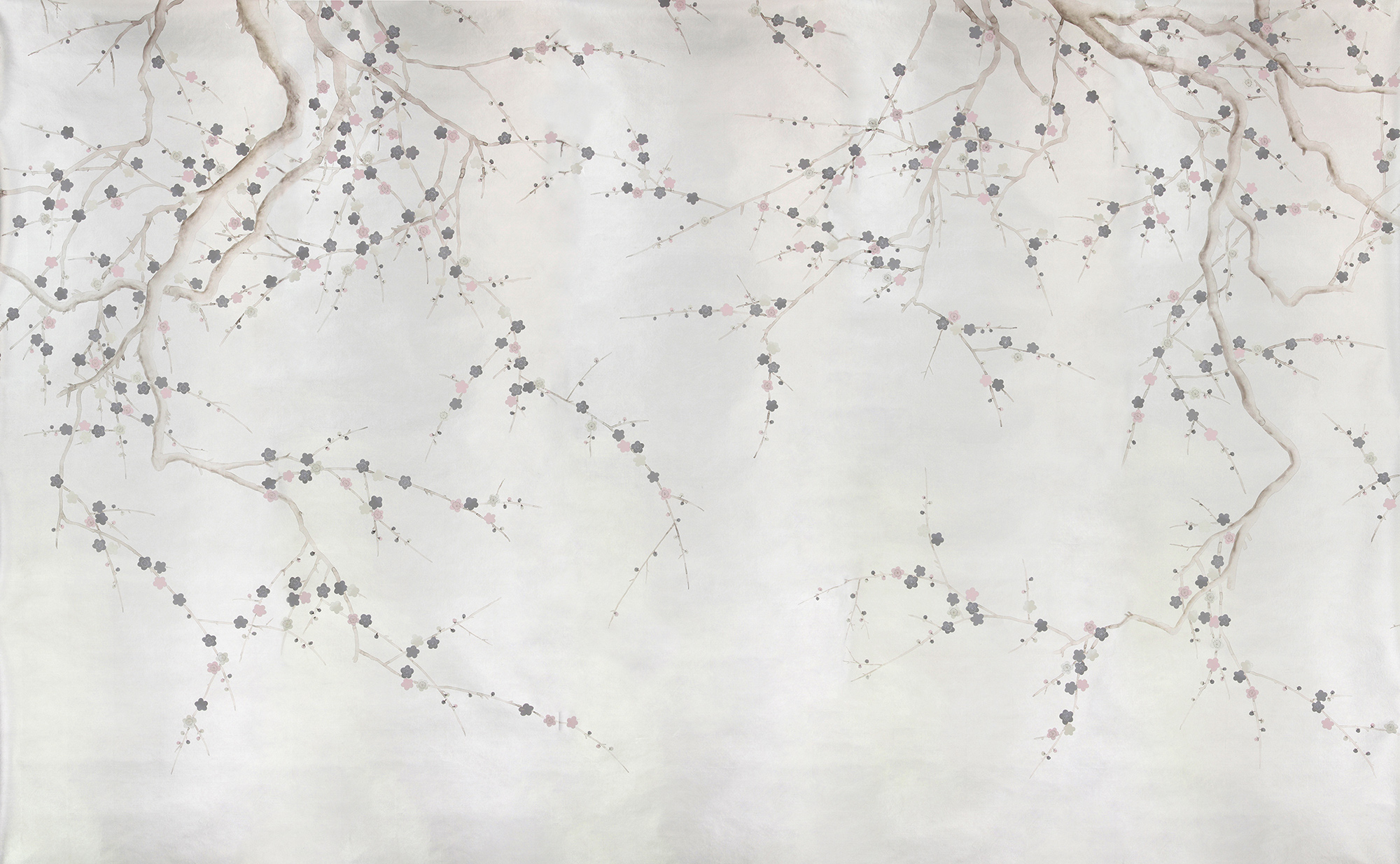 Обои ручная роспись Plum Blossom Colourway SC-233 on Sterling Silver gilded silk Обои ручная роспись Plum Blossom Colourway SC-233 on Sterling Silver gilded silk - постер Loft-Concept в Брянске