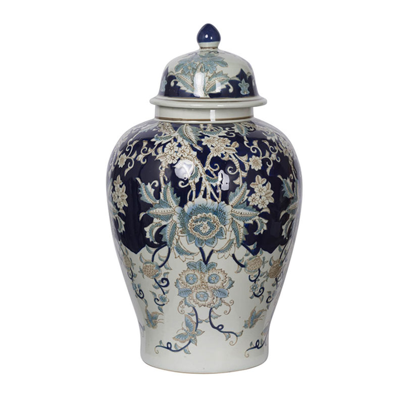 Ваза с крышкой Blue & White Ornament Vase 59 Белый Синий Ваза с крышкой Blue & White Ornament Vase 59 Белый Синий в Брянске | Loft Concept