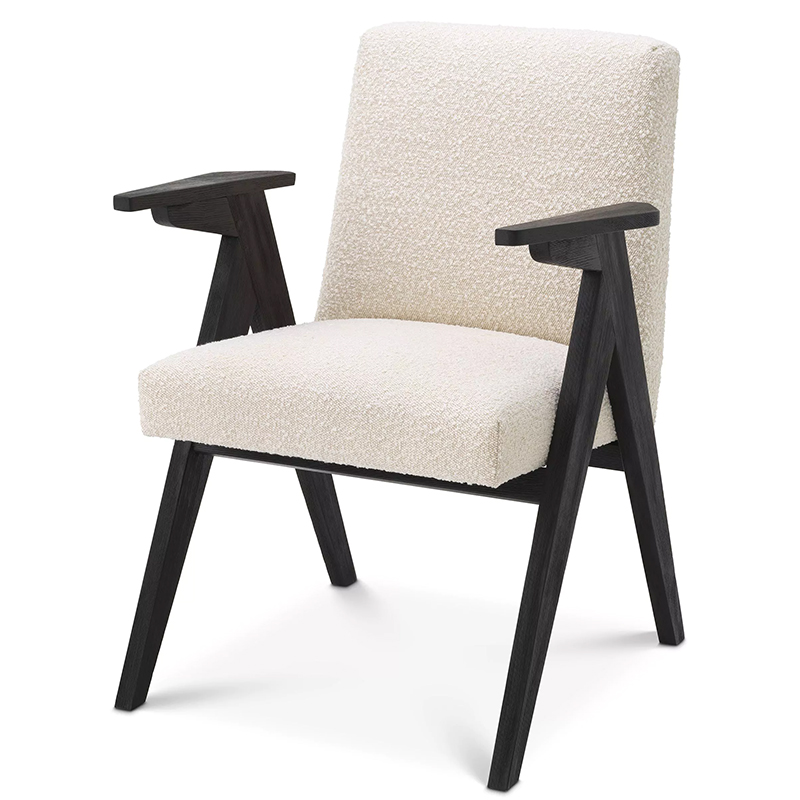 Стул Eichholtz Dining Chair Bobo Boucle Кремовый Черный Стул Eichholtz Dining Chair Bobo Boucle Кремовый Черный в Брянске | Loft Concept