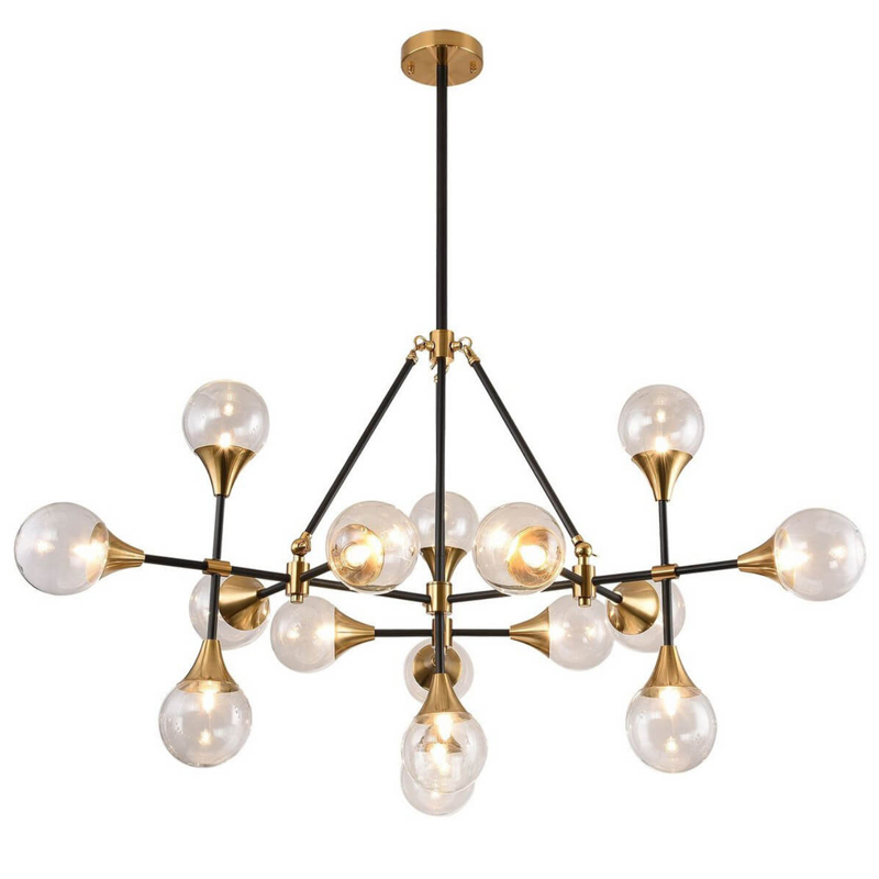 Люстра Baton Chandelier 16 Черный Прозрачное Стекло Латунь Люстра Baton Chandelier 16 Черный Прозрачное Стекло Латунь в Брянске | Loft Concept