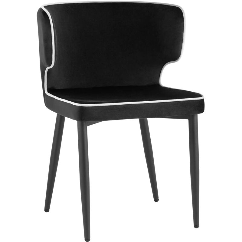 Стул Mateo Chair Черный Велюр с Белым кантом Черный Белый Стул Mateo Chair Черный Велюр с Белым кантом Черный Белый в Брянске | Loft Concept