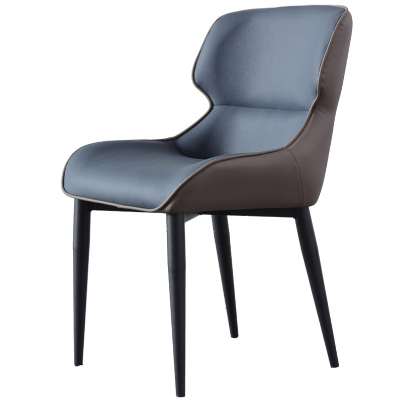 Стул с кожаной двухцветной обивкой Obrien Chair Blue and Grey Синий Серый Черный Стул с кожаной двухцветной обивкой Obrien Chair Blue and Grey Синий Серый Черный в Брянске | Loft Concept