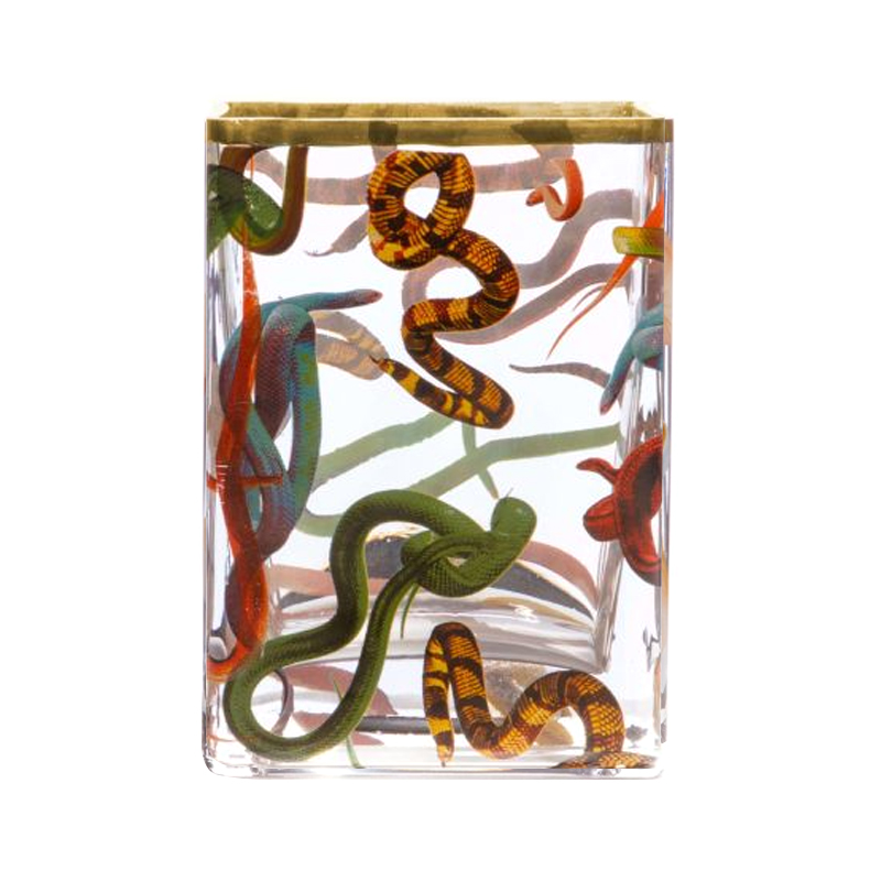 Ваза Glass Vase Snakes Прозрачный Золотой Синий Красный Ваза Glass Vase Snakes Прозрачный Золотой Синий Красный в Брянске | Loft Concept