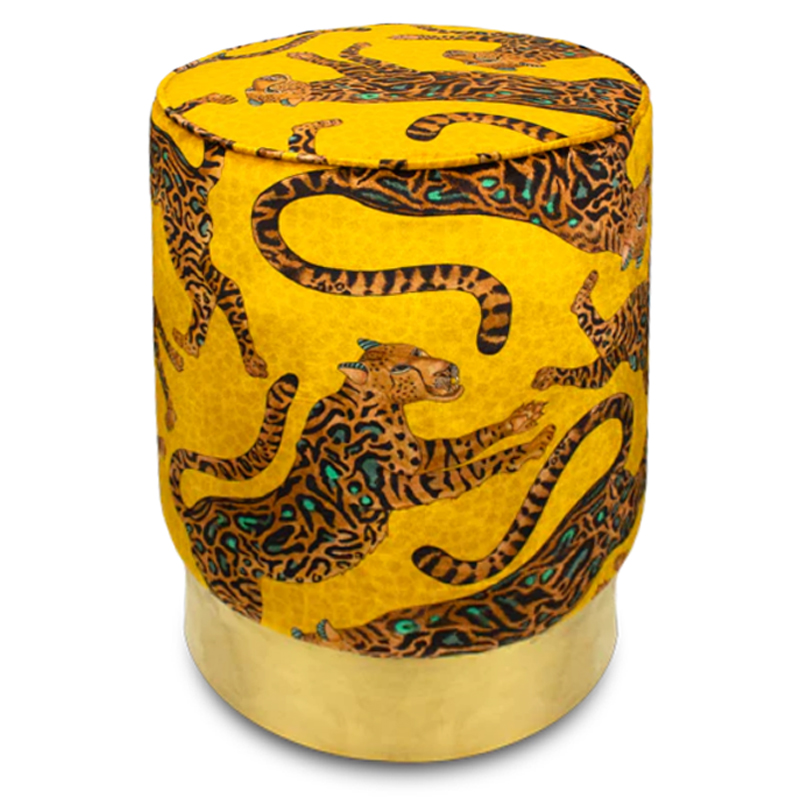 Пуф Орнамент Леопарды Cheetah Kings Gold Velvet Pouffe Оранжевый Латунь Пуф Орнамент Леопарды Cheetah Kings Gold Velvet Pouffe Оранжевый Латунь в Брянске | Loft Concept