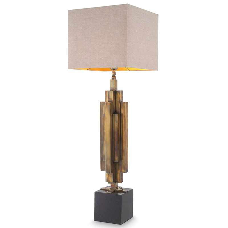 Настольная лампа Eichholtz Table Lamp Ellis Brass Черный Винтажная латунь Бежево-серый Настольная лампа Eichholtz Table Lamp Ellis Brass Черный Винтажная латунь Бежево-серый в Брянске | Loft Concept