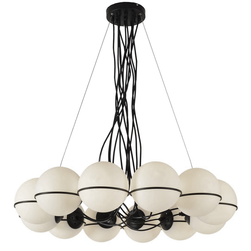 Люстра Gino Sarfatti Model 2109 12 Lamp Черный Прозрачный белый Люстра Gino Sarfatti Model 2109 12 Lamp Черный Прозрачный белый в Брянске | Loft Concept