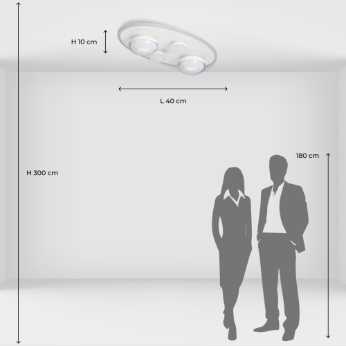 Потолочный светильник овальной формы белого цвета с 4-мя лампами Lunar Pebbles в Брянске