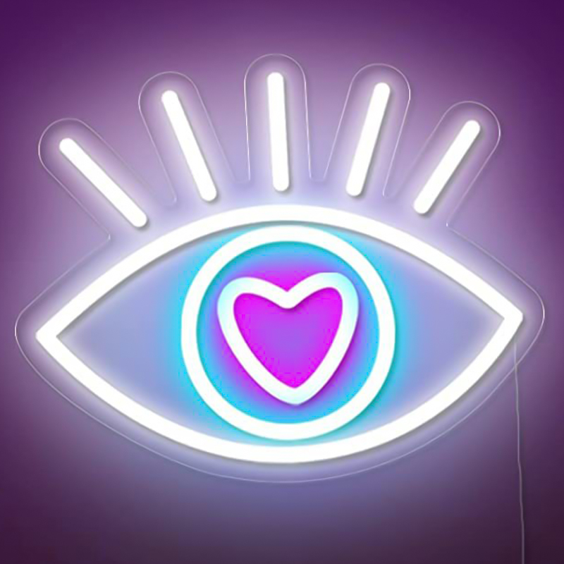 Неоновая настенная лампа Lucky Eye Neon Wall Lamp Белый Бирюзовый Розовый Прозрачный Неоновая настенная лампа Lucky Eye Neon Wall Lamp Белый Бирюзовый Розовый Прозрачный в Брянске | Loft Concept