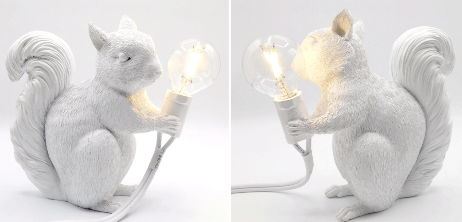 Настольная лампа белка White Squirrel Lamp - фото