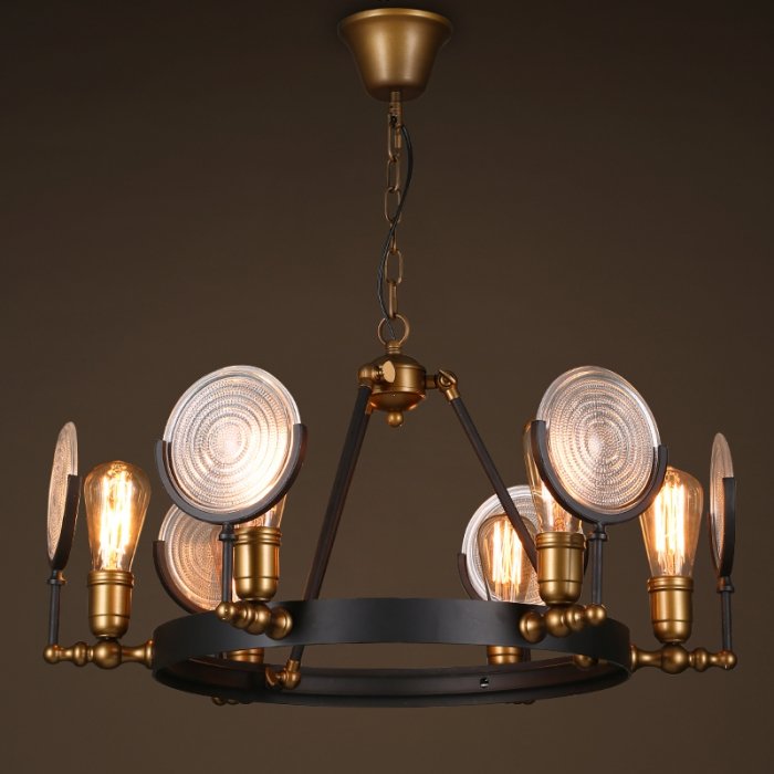 Люстра GASLIGHT LENS Chandelier 6 Черный Люстра GASLIGHT LENS Chandelier 6 Черный в Брянске | Loft Concept