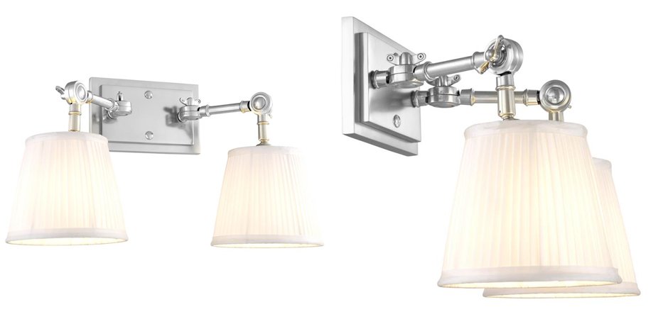 Бра Wall Lamp Wentworth Double Nickel+White Бра Wall Lamp Wentworth Double Nickel+White - Loft-Concept в Брянске