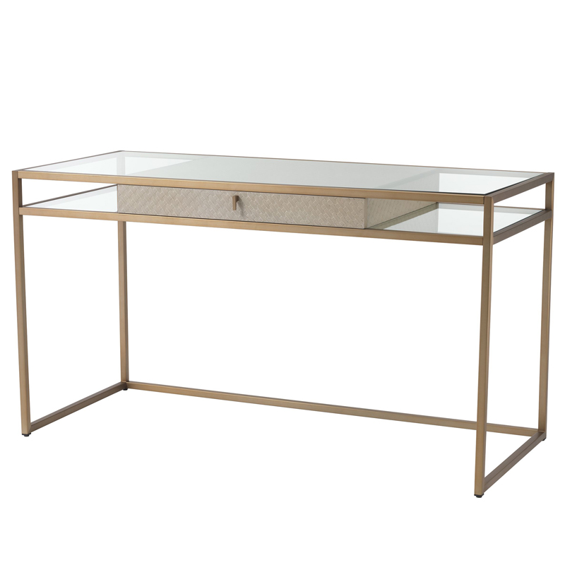 Рабочий стол Eichholtz Desk Napa Valley oak Матовая латунь Бежевый Прозрачный Рабочий стол Eichholtz Desk Napa Valley oak Матовая латунь Бежевый Прозрачный в Брянске | Loft Concept