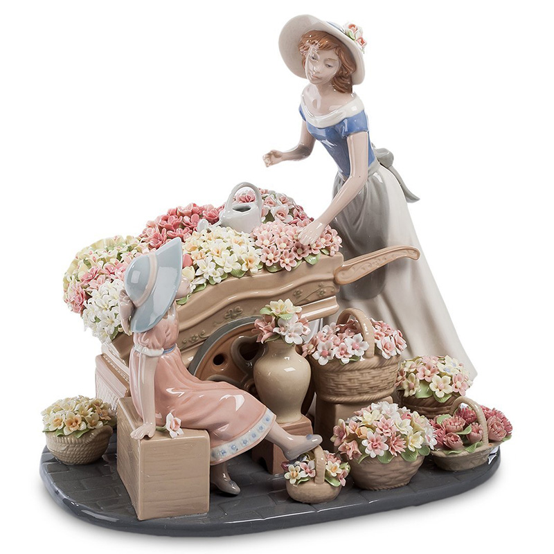 Статуэтка фарфоровая Девушка и маленькая девочка с цветами Charming Statuette Белый Розовый Серо-голубой Зеленый Бежевый Серый Статуэтка фарфоровая Девушка и маленькая девочка с цветами Charming Statuette Белый Розовый Серо-голубой Зеленый Бежевый Серый в Брянске | Loft Concept