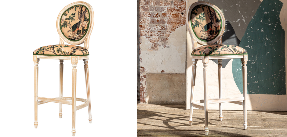 Барный стул Beige and Green Chinoiserie Bar Stool Барный стул Beige and Green Chinoiserie Bar Stool - Loft-Concept в Брянске