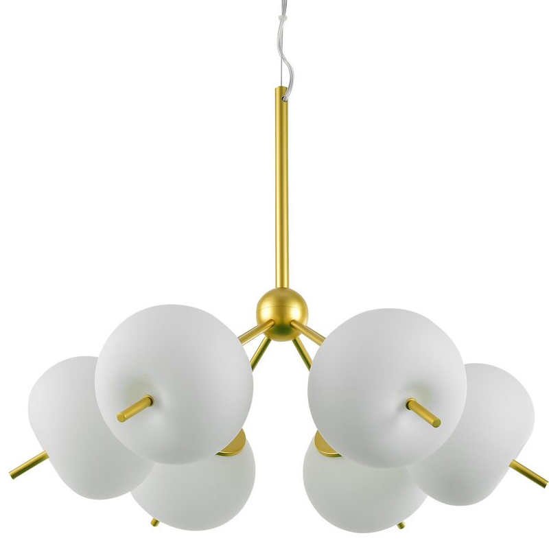 Люстра White ball brass Louise 6 Белое матовое стекло Латунь Люстра White ball brass Louise 6 Белое матовое стекло Латунь в Брянске | Loft Concept