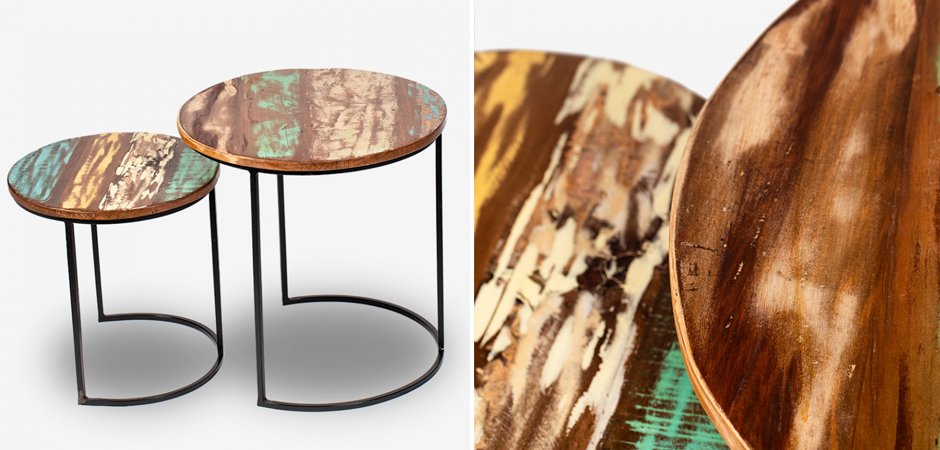 Набор приставных столиков Antique Wood Side Table Набор приставных столиков Antique Wood Side Table - Loft-Concept в Брянске