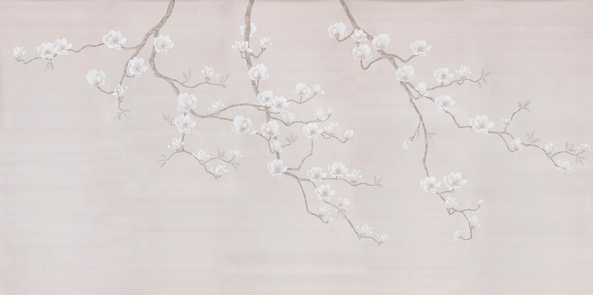 Обои Magnolia Canopy Original colourway on Rose Water metallic slub silk - постер Loft-Concept в Брянске