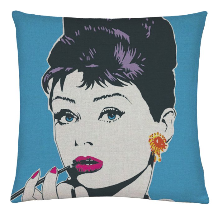 Декоративная подушка Audrey Hepburn #3 Синий Декоративная подушка Audrey Hepburn #3 Синий в Брянске | Loft Concept