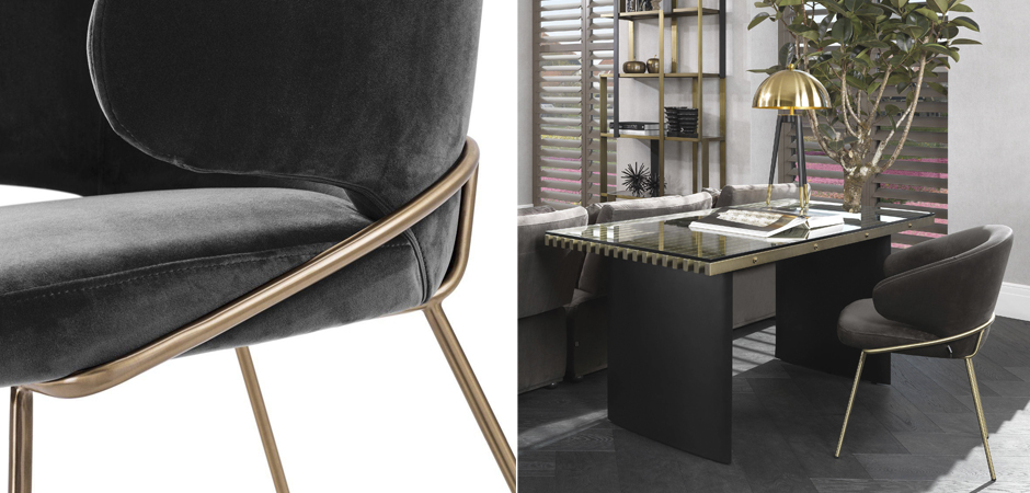 Стул Eichholtz Dining Chair Kinley dark grey Стул Eichholtz Dining Chair Kinley dark grey - Loft-Concept в Брянске