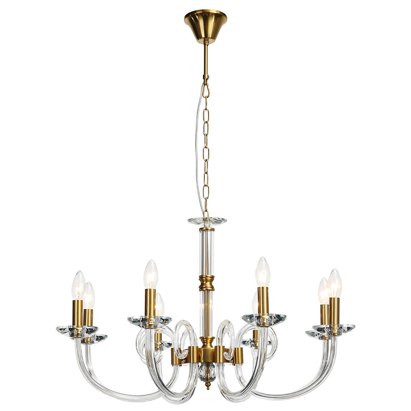 Люстра Twisted Glass Candles Chandelier Золотой Прозрачное Стекло Люстра Twisted Glass Candles Chandelier Золотой Прозрачное Стекло в Брянске | Loft Concept