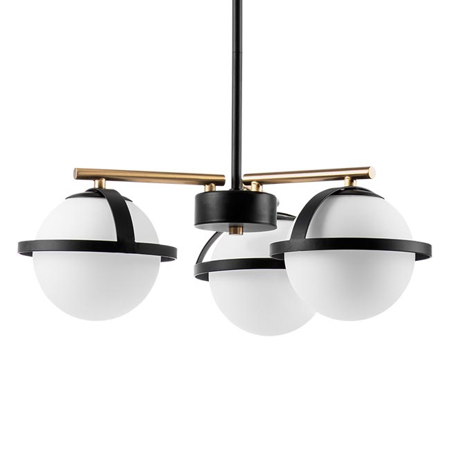 Люстра Balls in Cap Chandelier 3 Черный Белый Латунь Люстра Balls in Cap Chandelier 3 Черный Белый Латунь в Брянске | Loft Concept