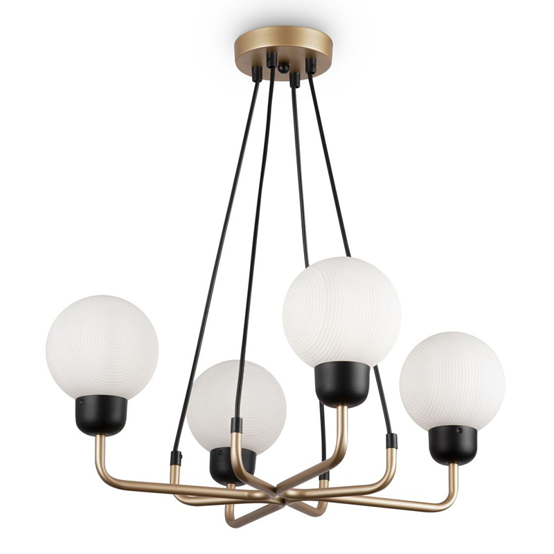 Люстра Andresa Chandelier 4 Balls Золотой Белое матовое стекло Люстра Andresa Chandelier 4 Balls Золотой Белое матовое стекло в Брянске | Loft Concept