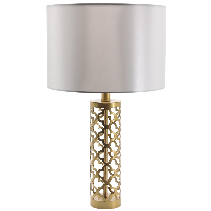 Настольная лампа Arabesque Quatrefoil Drum Table Lamp Золотой Серый Настольная лампа Arabesque Quatrefoil Drum Table Lamp Золотой Серый в Брянске | Loft Concept