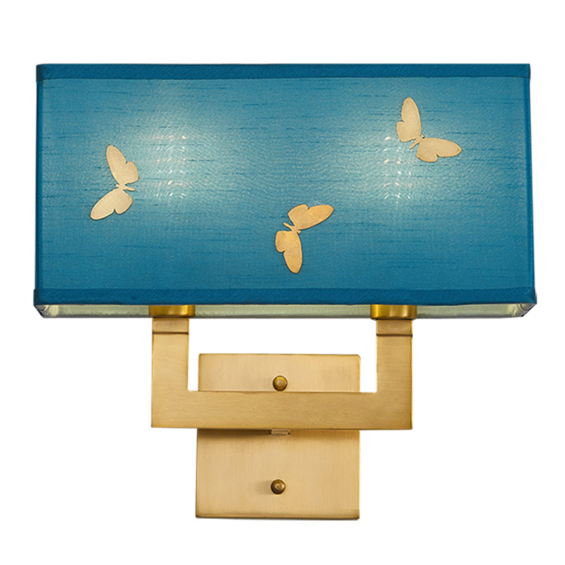 Бра с бабочками Butterflies Blue Background Wall Lamp 2 Латунь Бирюзовый в Брянске | Loft Concept 