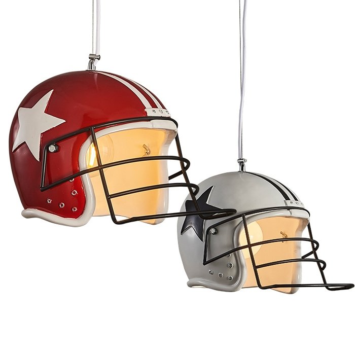 Подвесной светильник Sport Helmet Pendant Белый Красный Подвесной светильник Sport Helmet Pendant Белый Красный в Брянске | Loft Concept