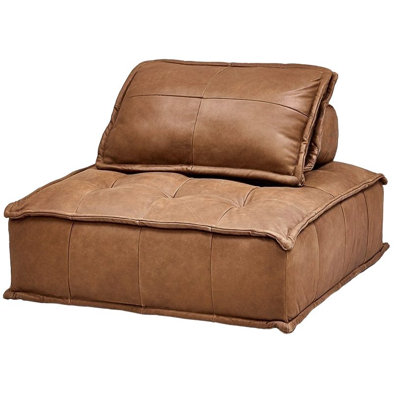 Модульное коричневое кожаное кресло Caron Leather Armchair Коричневый в Брянске | Loft Concept 