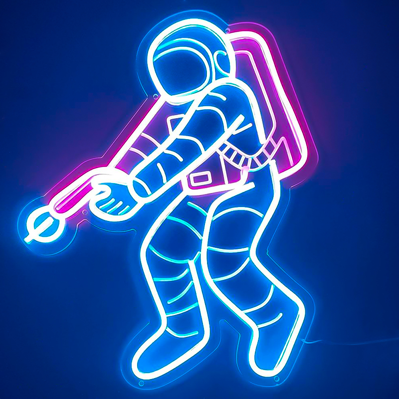 Неоновая настенная лампа Astronaut Neon Wall Lamp Синий Лиловый Неоновая настенная лампа Astronaut Neon Wall Lamp Синий Лиловый в Брянске | Loft Concept