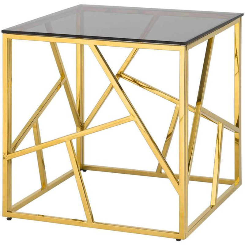 Стол приставной Geometry Serene Phoenix Gold Золотой Стекло Смок Стол приставной Geometry Serene Phoenix Gold Золотой Стекло Смок в Брянске | Loft Concept