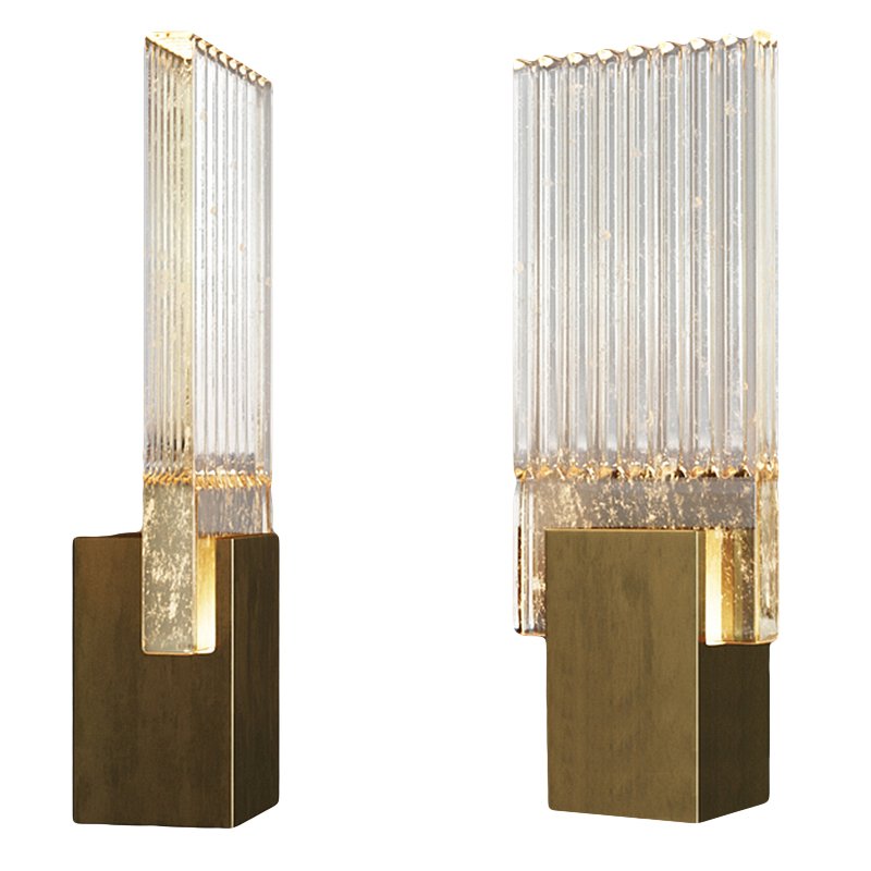 Бра PLEATED GLASS SCONCE Прозрачный (Transparent) Латунь Бра PLEATED GLASS SCONCE Прозрачный (Transparent) Латунь в Брянске | Loft Concept