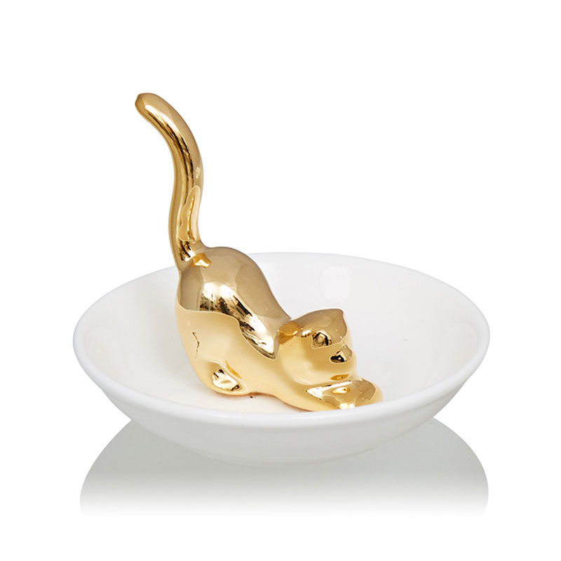 Блюдо Decorative Dish Cat Белый Глянцевое золото Блюдо Decorative Dish Cat Белый Глянцевое золото в Брянске | Loft Concept