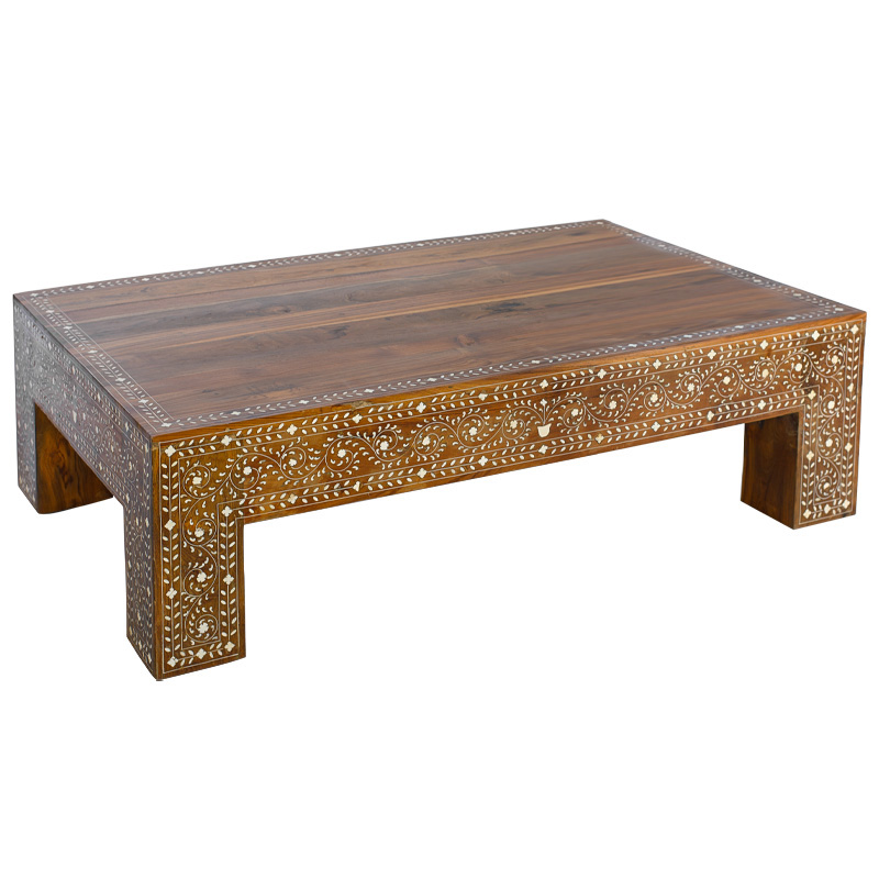 Кофейный стол Wooden Bone Inlay Coffee Table Коричневый Белый Кофейный стол Wooden Bone Inlay Coffee Table Коричневый Белый в Брянске | Loft Concept