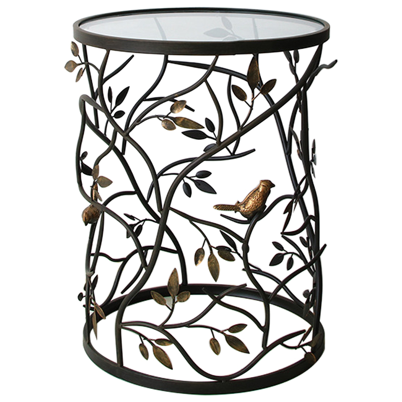 Приставной стол Ruairi Metal Leaves Side Table Черный Золотой Прозрачное Стекло Приставной стол Ruairi Metal Leaves Side Table Черный Золотой Прозрачное Стекло в Брянске | Loft Concept