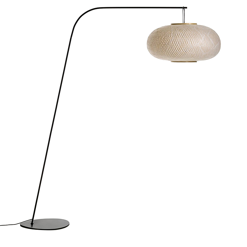 Торшер Wicker Bamboo Floor lamp Черный Бежевый Торшер Wicker Bamboo Floor lamp Черный Бежевый в Брянске | Loft Concept