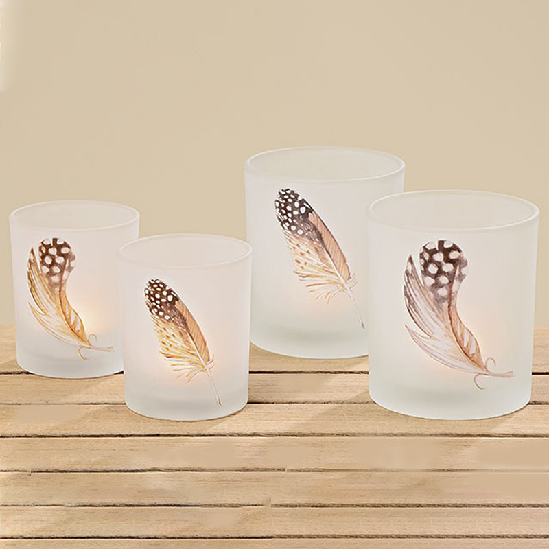 Набор из 2-х подсвечников Feather Candlestick Бежевый Коричневый Белое матовое стекло Набор из 2-х подсвечников Feather Candlestick Бежевый Коричневый Белое матовое стекло в Брянске | Loft Concept