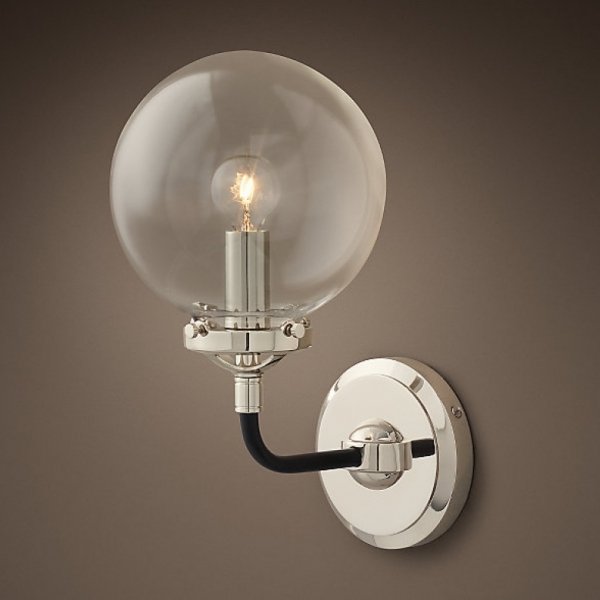 Бра Bistro Globe Clear Glass Single Sconce Nickel Бра Bistro Globe Clear Glass Single Sconce Nickel в Брянске | Loft Concept