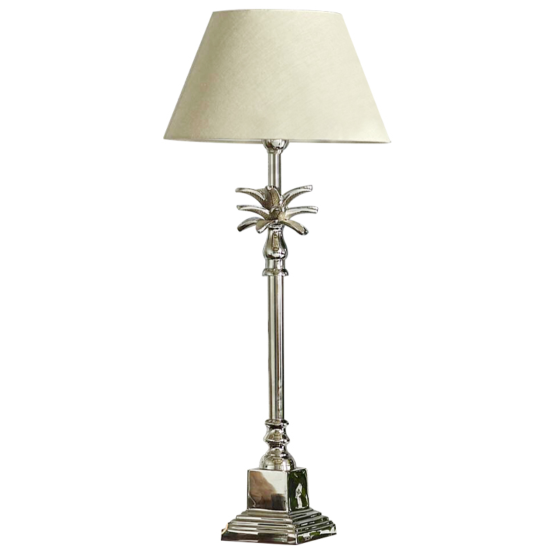 Настольная лампа с абажуром Palm Lampshade Table Lamp Хром Бежевый Настольная лампа с абажуром Palm Lampshade Table Lamp Хром Бежевый в Брянске | Loft Concept