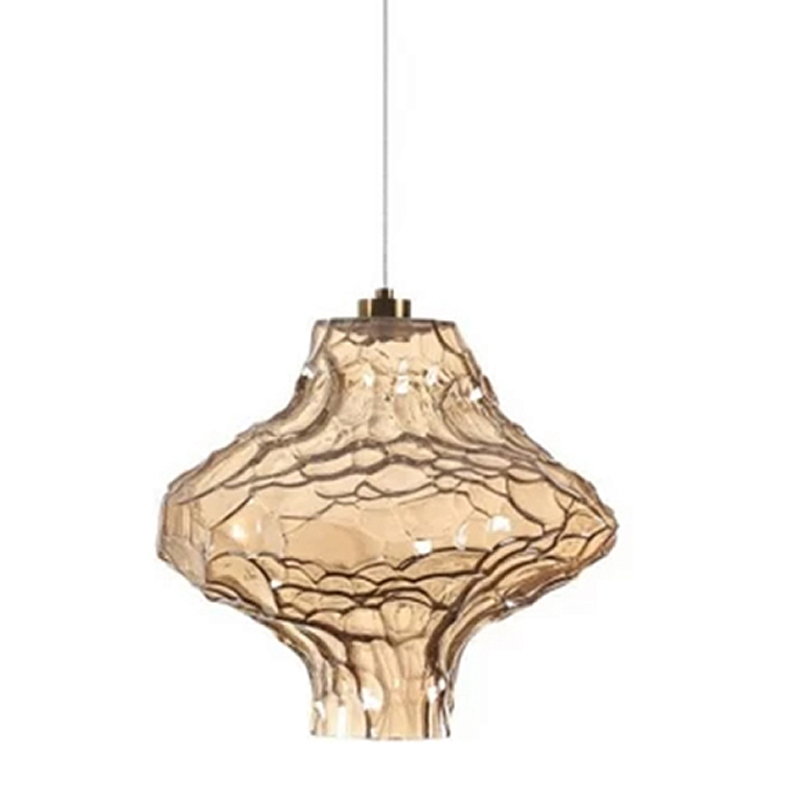 Подвесной светильник с плафоном из фактурного светло-янтарного стекла Light Ensemble Янтарный Бронза в Брянске | Loft Concept 