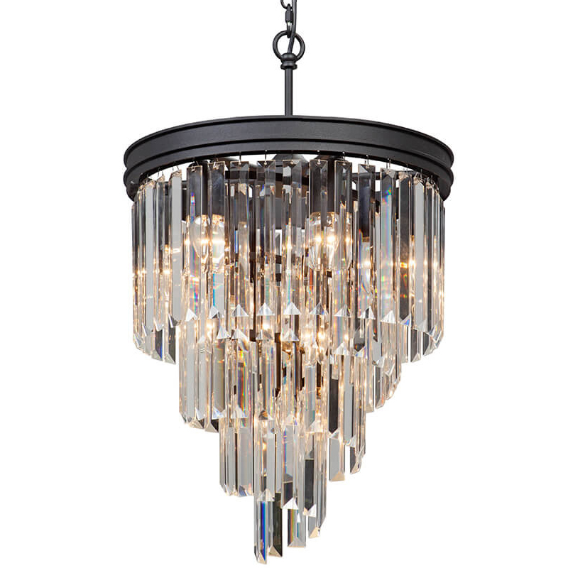 Люстра Odeon Chandelier Helix Black каскад прозрачное стекло D 48 Прозрачное Стекло Черный матовый Люстра Odeon Chandelier Helix Black каскад прозрачное стекло D 48 Прозрачное Стекло Черный матовый в Брянске | Loft Concept