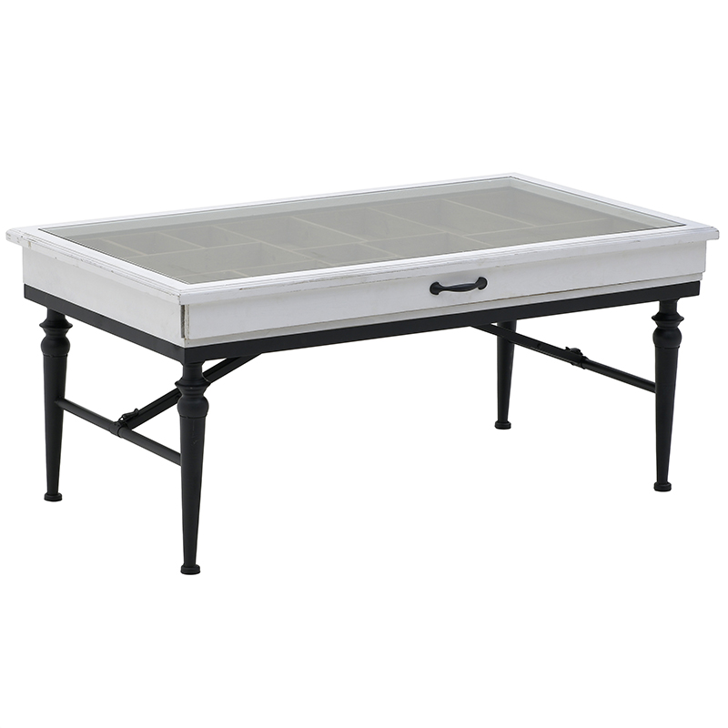 Кофейный стол с выдвижным ящиком Provence Coffee Table with Drawer Белый Черный Кофейный стол с выдвижным ящиком Provence Coffee Table with Drawer Белый Черный в Брянске | Loft Concept